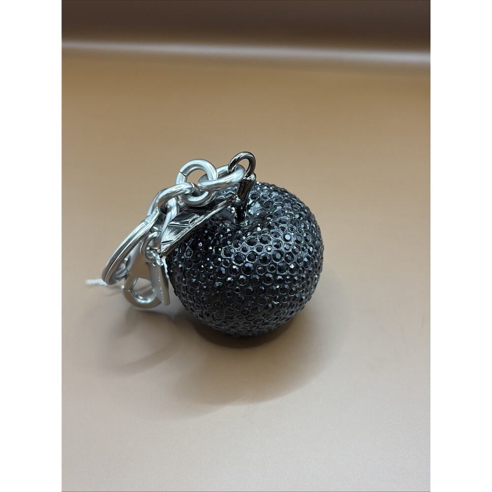Coach Resin Crystal Apple Bag Charm Keychain Silver / Black CCD29 Ships Same Day - Picture 4 of 4